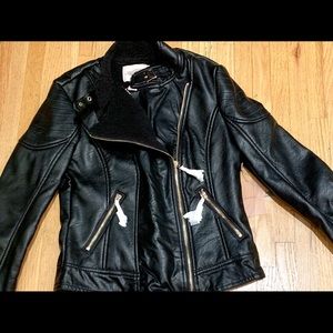 NWT Faux Leather Moto Fleece Lined Jacket - XS